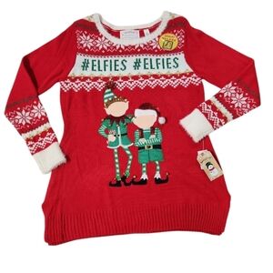 Merry & Bright #Elfies #Elfies Ugly Christmas Sweater L